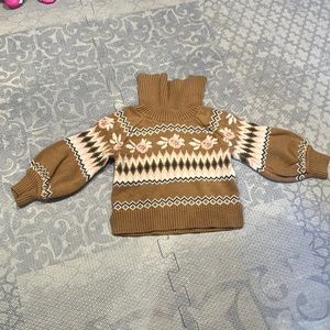 Janie and Jack Rose Fair-isle Sweater